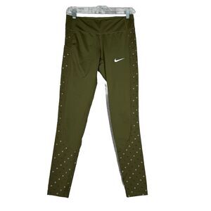 Nike‎ Pants Womens Medium Olive Green Polka Dot Power Racer Flash Running Tights